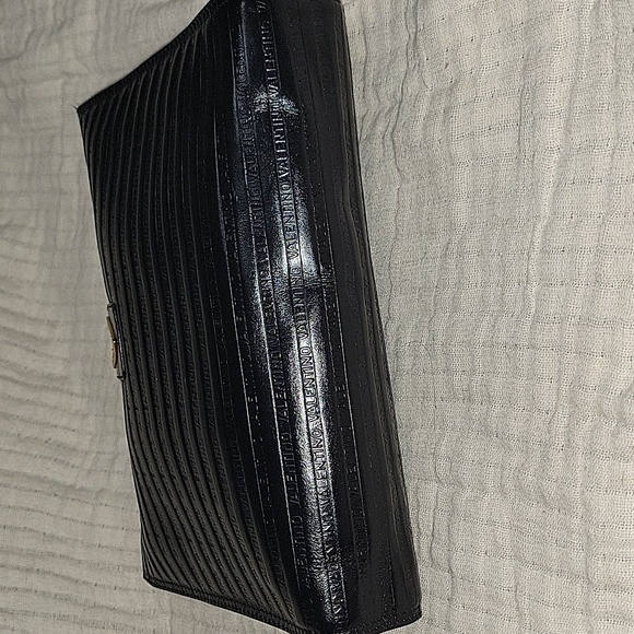VintageMario Valentino Black Clutch Zip Closure